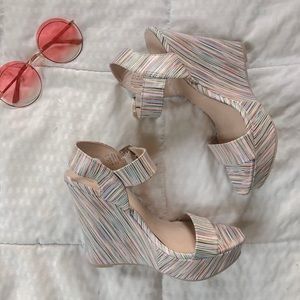Striped Colorful Wedge Heels